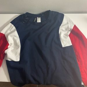 red white and blue crewneck
